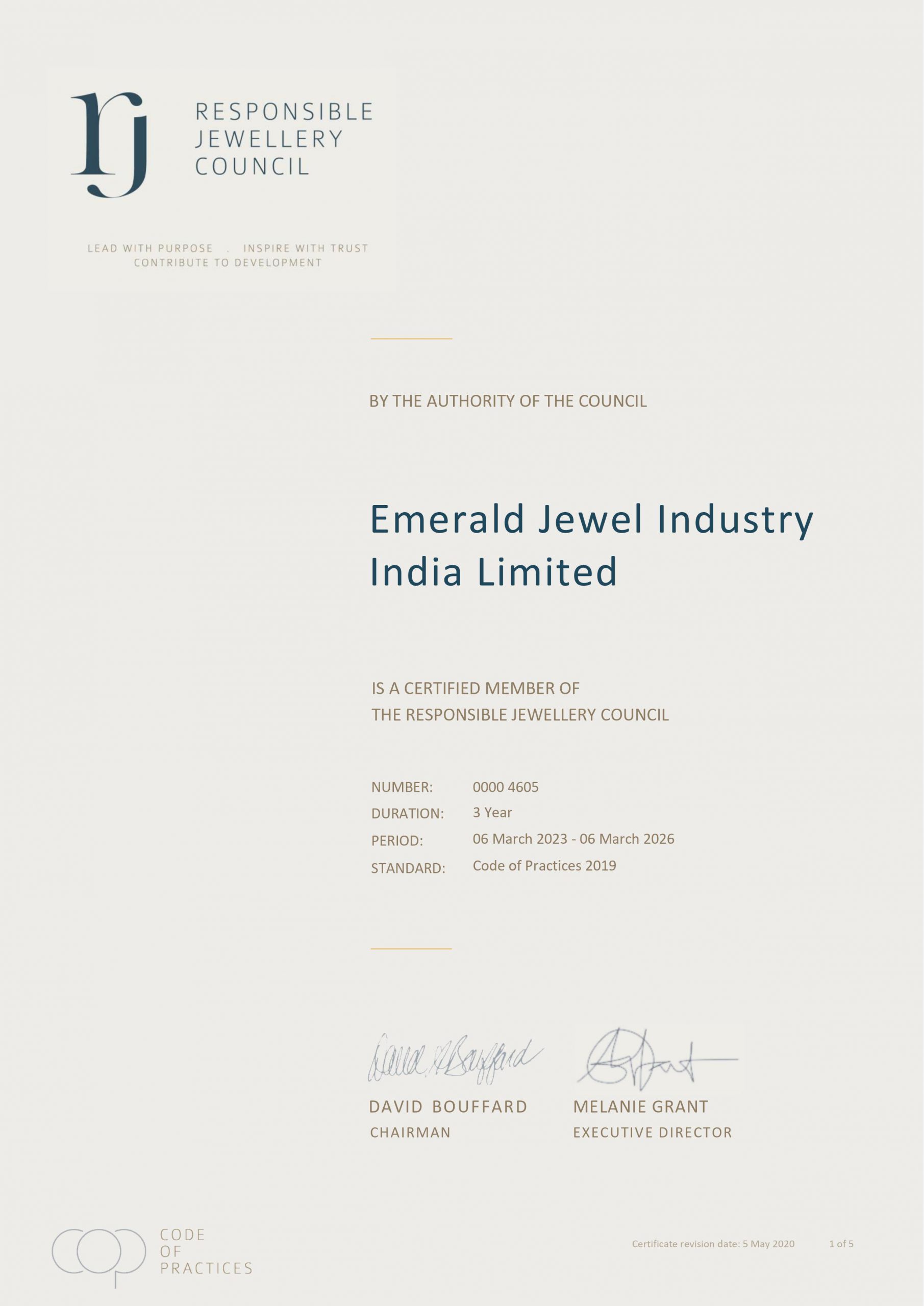 Certifications Emerald Jewel Industry India Ltd India’s Largest